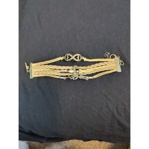 Canvas Multistrap Adjustable Bracelet With 3 Charms - Fleur‎ De Lis